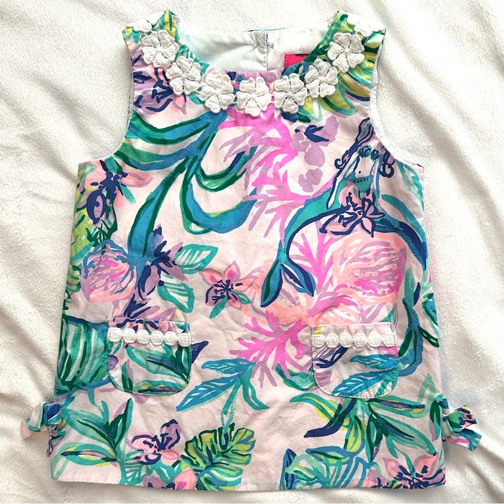 Lilly Pulitzer Mermaid Floral Shift Dress Baby Girl 12-18M icon classic vibrant